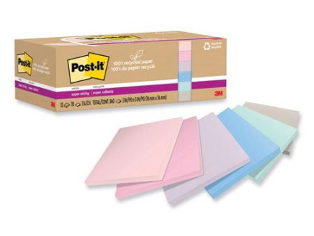 100% Recycled Paper Super Sticky Notes, 3  X 3 , Wanderlust Pastels, 70 Sheets pad, 12 Pads pack For Cheap