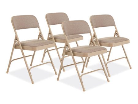 2200 Series Deluxe Fabric Upholstered Dual-hinge Premium Folding Chair, Supports Up To 500 Lb, Cafe Beige, 4 carton For Cheap