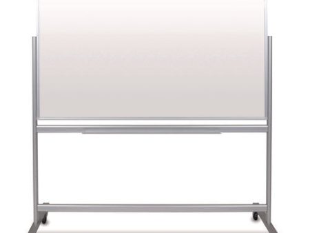 Mobile Magnetic Glass Dry Erase Board, 60  X 40 , White Surface, Silver Aluminum Frame For Discount