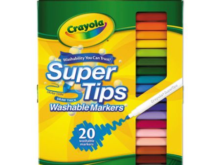 Washable Super Tips Markers, Fine broad Bullet Tips, Assorted Colors, 20 set Supply