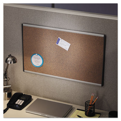 Arc Frame Cubicle Board, Cork Bulletin, 30  X 18 , Tan Surface, Satin Aluminum Frame For Cheap