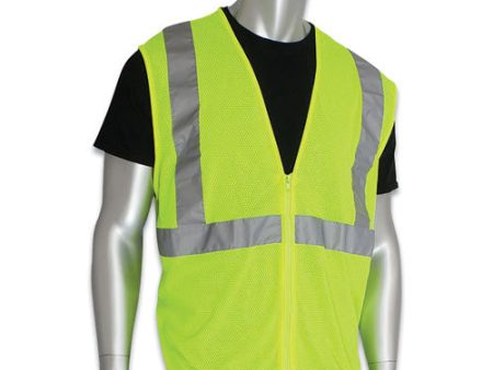 Zipper Safety Vest, Large, Hi-viz Lime Yellow Online Sale