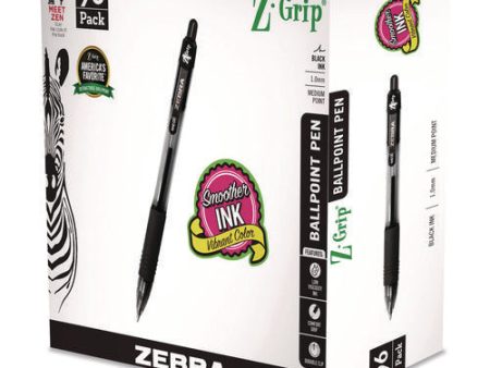 Z-grip Ballpoint Pen, Retractable, Medium, 1 Mm, Black Ink, Clear black Barrel, 96 pack Online Sale