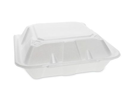 Vented Foam Hinged Lid Container, Dual Tab Lock, 3 Compartments, 9.13 X 9 X 3.25, White, 150 carton Online Hot Sale