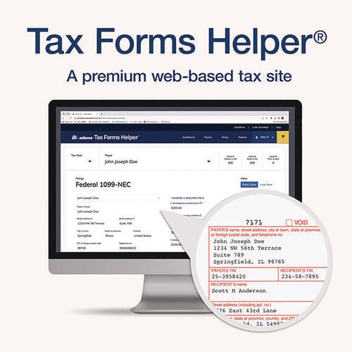 4-part 1099-nec Tax Form Kit With Security Envelopes And Tax Forms Helper, 2024, 8.5 X 3.66, 3 Forms sheet, 15 Forms Total Online Sale