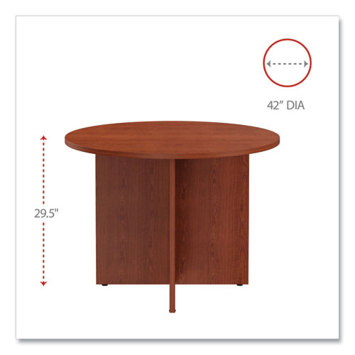 Alera Valencia Round Conference Table With Legs, 42  Diameter X 29.5h, Medium Cherry Supply