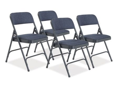 2200 Series Fabric Dual-hinge Folding Chair, Supports 500 Lb, Royal Blue Sea, Royal Blue Back, Charcoal-blue Base, 4 carton Fashion