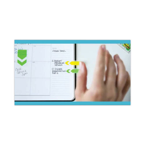 Arrow Message 1  Page Flags,  sign And Date , Green, 50 Flags dispenser, 2 Dispensers pack Discount