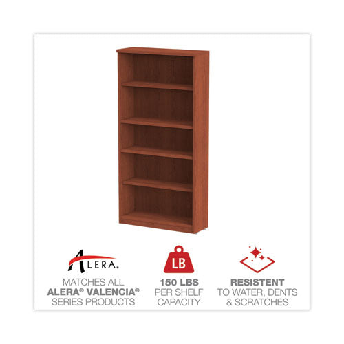 Alera Valencia Series Bookcase, Five-shelf, 31.75w X 14d X 64.75h, Medium Cherry Fashion