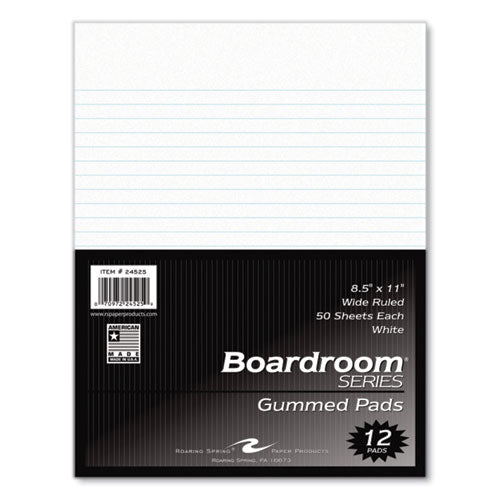 Boardroom Gummed Pad, Wide Rule, 50 White 8.5 X 11 Sheets, 72 carton Online