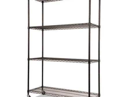 Nsf Certified 4-shelf Wire Shelving Kit With Casters, 48w X 18d X 72h, Black Sale