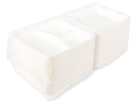 Bagasse Pfas-free Food Containers, 3 Compartments, 9 X 9 X 3.19, White, Sugarcane, 200 carton Online now