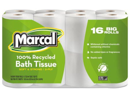 100% Recycled 2-ply Bath Tissue, Septic Safe, White, 168 Sheets roll, 16 Rolls pack on Sale