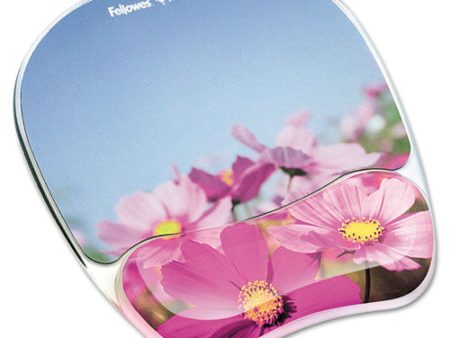 Photo Gel Mouse Pad With Wrist Rest With Microban Protection, 9.25 X 7.87, Pink Flowers Design For Discount