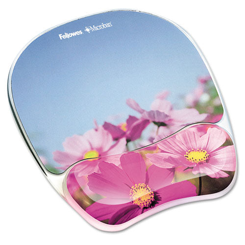 Photo Gel Mouse Pad With Wrist Rest With Microban Protection, 9.25 X 7.87, Pink Flowers Design For Discount