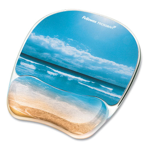 Photo Gel Mouse Pad With Wrist Rest With Microban Protection, 7.87 X 9.25, Sandy Beach Design Fashion