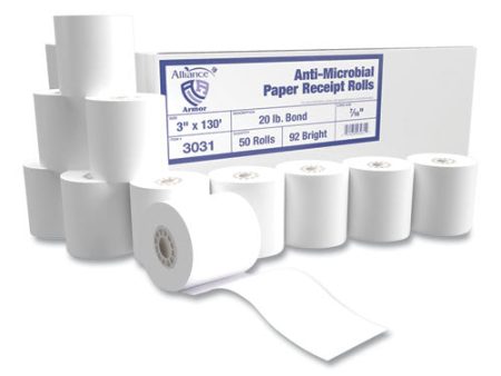 Armor Antimicrobial Receipt Roll Paper, 3  X 130 Ft, White, 50 carton Online