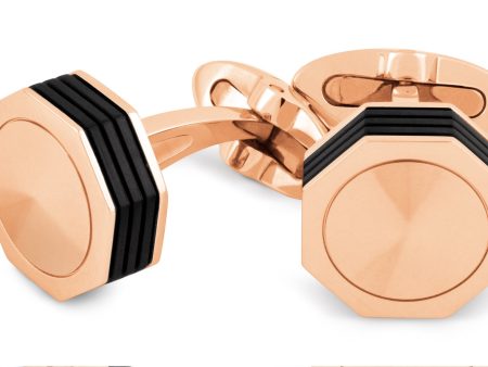 Montegrappa Nerouno Linea Cufflinks - Rose Gold PVD, Metal Inlay -IDNRCLI1 Sale