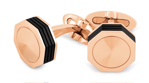 Montegrappa Nerouno Linea Cufflinks - Rose Gold PVD, Metal Inlay -IDNRCLI1 Sale