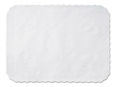 Anniversary Embossed Scalloped Edge Tray Mat, 14 X 19, White, 1,000 carton Online now