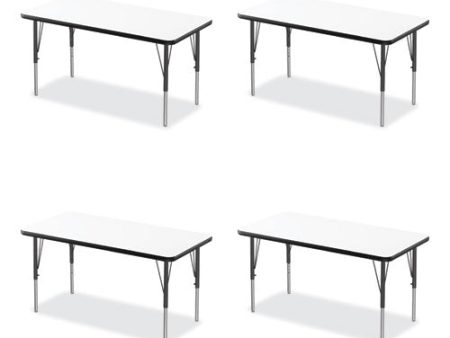 Markerboard Activity Tables, Rectangular, 60  X 24  X 19  To 29 , White Top, Black Legs, 4 pallet Discount