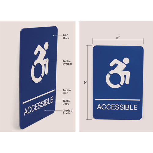 Ada Sign, Accessible, 6 X 9, Blue Face, White Graphics on Sale