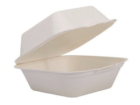 Compostable Molded Fiber Hinged Trays, Proplanet Seal, 5.9 X 6.08 X 1.83, Ivory, 500 carton on Sale