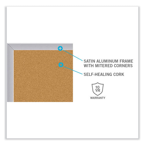 Aluminum-frame Natural Corkboard, 96.5  X 48.5 , Tan Surface, Satin Aluminum Frame on Sale