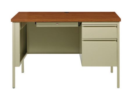 Single Pedestal Steel Desk, 45  X 24  X 29.5 , Cherry putty Discount