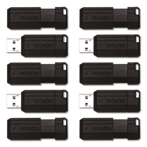 Pinstripe Usb 2.0 Flash Drive, 64 Gb, Black, 10 pack For Cheap