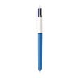 4-color Multi-color Ballpoint Pen, Retractable, Medium 1mm, Black blue green red Ink, Blue white Barrel on Sale