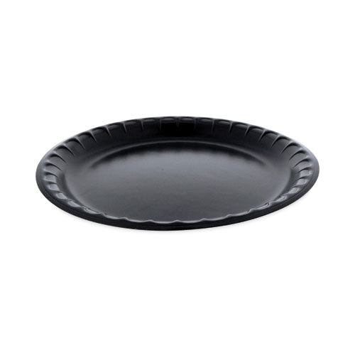 Placesetter Deluxe Laminated Foam Dinnerware, Plate, 10.25  Dia, Black, 540 carton Fashion