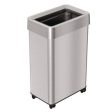 Open Top Trash Can With Wheels, Rectangular, 16 Gal, Plastic stainless Steel, Silver For Cheap