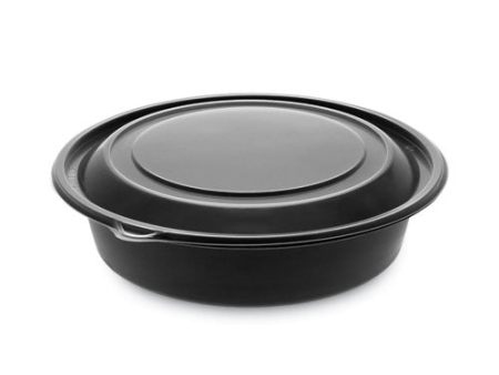 Earthchoice Mealmaster Container With Lid, 32 Oz, 8  Diameter X 2.12  H, Black clear, Plastic, 250 carton For Sale