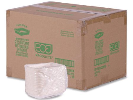 Worldview Vanguard Rectangular Container, 12 Oz, 7 X 4.75 X 1, Sugarcane Fiber, White, 400 carton Supply