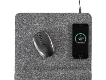 Powertrack Plush Wireless Charging Mouse Pad With Wrist Rest, 11.8 X 11.6, Gray Online Hot Sale