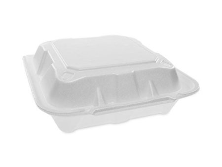 Vented Foam Hinged Lid Container, Dual Tab Lock, 8.42 X 8.15 X 3, White, 150 carton For Discount