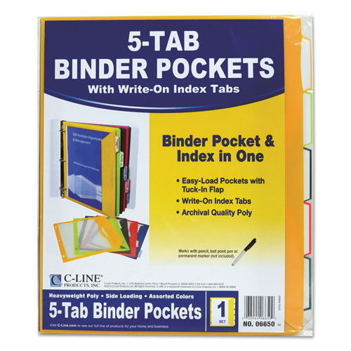 Binder Pocket With Write-on Index Tabs, 9.88 X 11.38, Assorted, 5 set Online Hot Sale