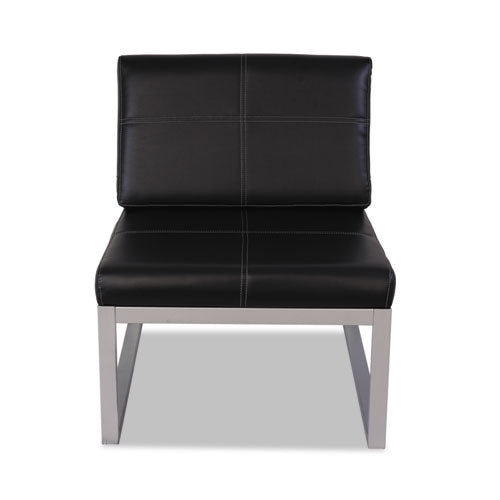 Alera Ispara Series Armless Chair, 26.57  X 30.71  X 31.1 , Black Seat, Black Back, Silver Base For Sale