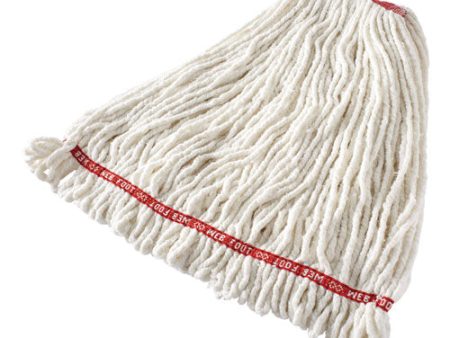 Web Foot Shrinkless Looped-end Wet Mop Head, Cotton synthetic, Large, White, 1  White Headband Supply