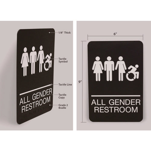 Ada Sign, All Gender Restroom, 6 X 9, Black Face, White Graphics Online Sale