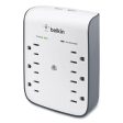 Surgeplus Usb Wall Mount Charger, 6 Ac Outlets 2 Usb Ports, 900 J, White black Discount