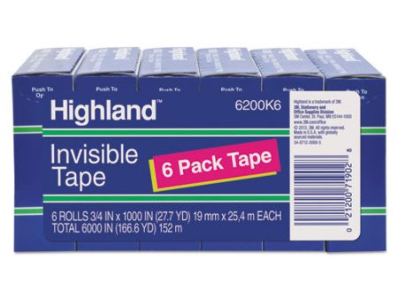 Invisible Permanent Mending Tape, 1  Core, 0.75  X 83.33 Ft, Clear, 6 pack Online Sale