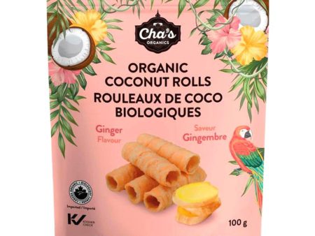 Cha s Organic Coconut Rolls Ginger (100g) For Sale